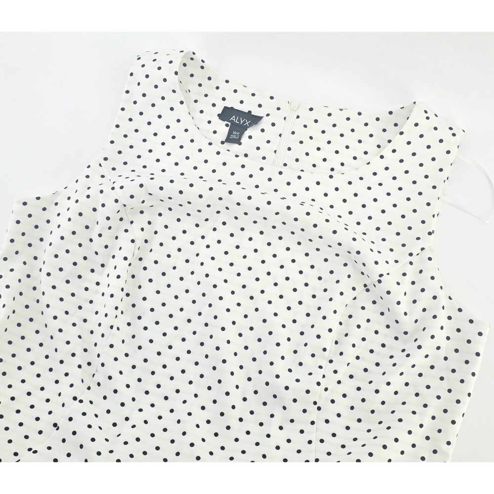Alyx Retro Polka Dot Sleeveless Sheath Dress Size 18W Womens Draped Zip Back NWT